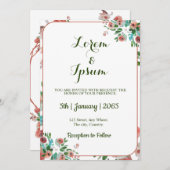 Elegante Hochzeitskarte mit Aquarellfarben Einladung (Vorne/Hinten)