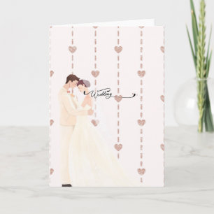 Elegante Hochzeitskarte mit Brautpaar & Roségold H Karte