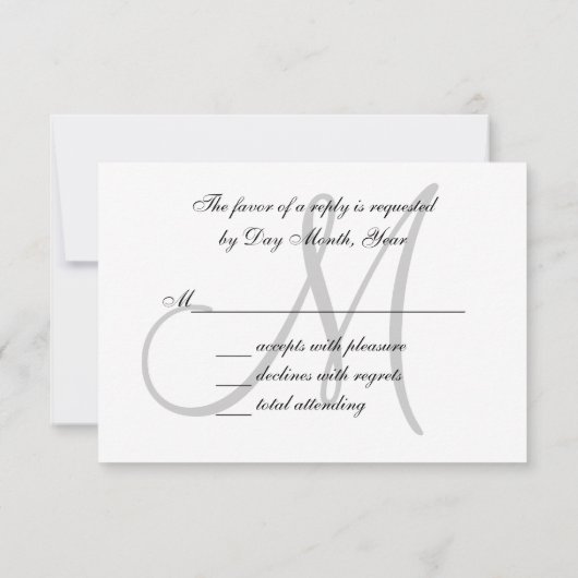 Elegante Hochzeitskarte mit Monogramm RSVP Karte (Rückseite)