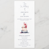 Elegante Hochzeitskarte mit Party-Watercolor Cake Programm (Vorderseite)