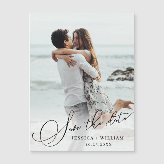 Elegante Hochzeitskarte Save the Date Magnetfotoka Magnetkarte (Vorderseite)