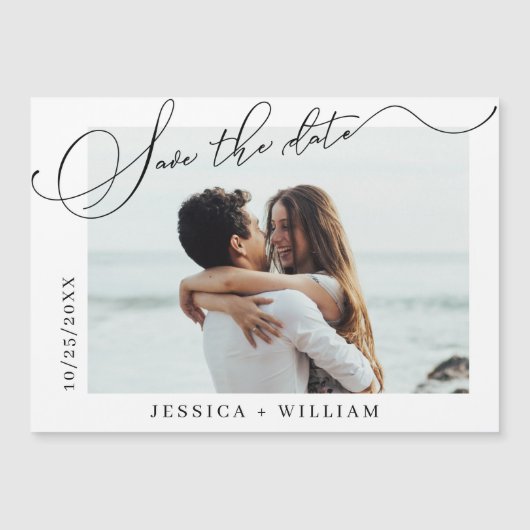 Elegante Hochzeitskarte Save the Date Magnetfotoka Magnetkarte (Vorderseite)