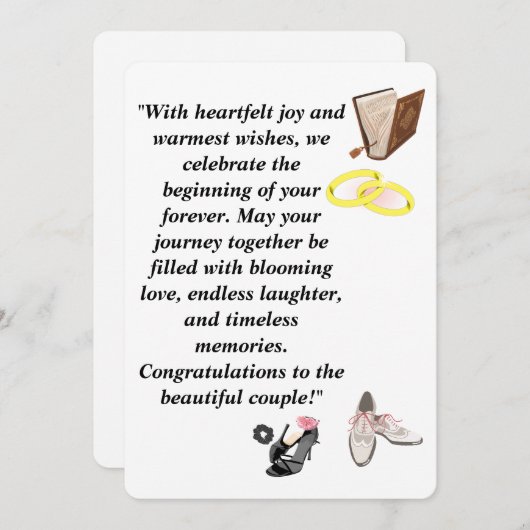 Elegante Hochzeitskarte - Schwarze Heelse mit rosa Einladung (Vorne/Hinten)