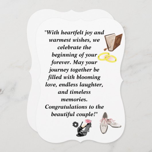 Elegante Hochzeitskarte - Schwarze Heelse mit rosa Einladung (Vorne/Hinten)