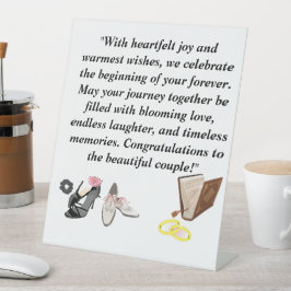 Elegante Hochzeitskarte - Schwarze Heelse mit rosa Sockelschild