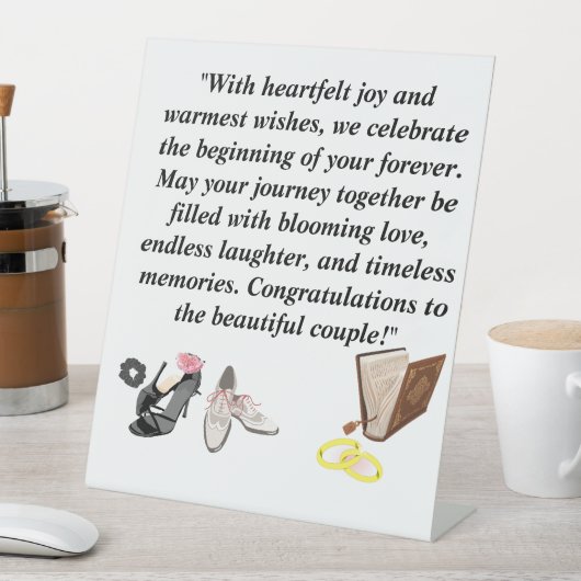 Elegante Hochzeitskarte - Schwarze Heelse mit rosa Sockelschild (In Situ)