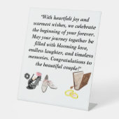 Elegante Hochzeitskarte - Schwarze Heelse mit rosa Sockelschild (Vorderseite)