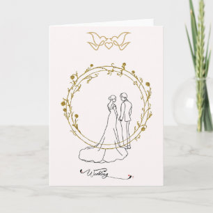 Elegante Hochzeitskarte Wedding mit Brautpaar im G Karte