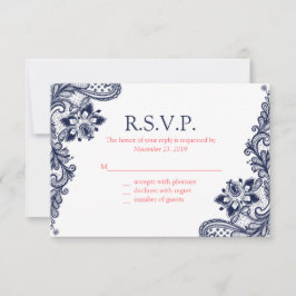 Elegante Hochzeitskarten der Marine und Korallensp RSVP Karte