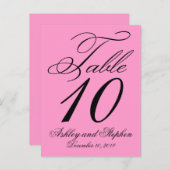 Elegante Hochzeitskarten - Rosa Tischnummer (Vorne/Hinten)
