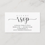Elegante Hochzeitskarten RSVP per Telefon oder E-M Begleitkarte (Vorderseite)
