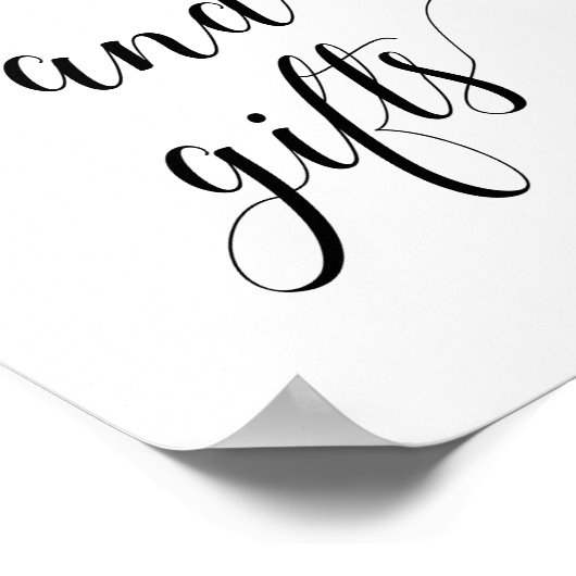 Elegante Hochzeitskarten und Geschenksign Poster (Ecke)