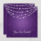 Elegante Hochzeitsketten Lila Einladung (Vorne/Hinten)