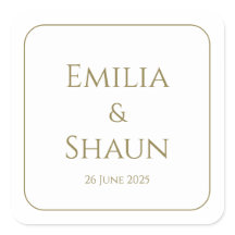 Elegante Hochzeitskleber auf dem Weißen und dem Go