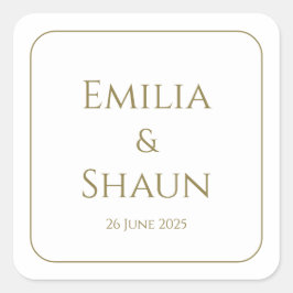 Elegante Hochzeitskleber auf dem Weißen und dem Go Quadratischer Aufkleber