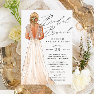 Elegante Hochzeitskleid-Einladung zum Braut-Brunch Einladung