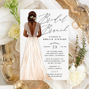 Elegante Hochzeitskleid-Einladung zum Braut-Brunch Einladung
