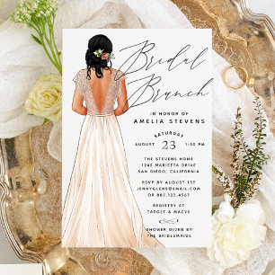 Elegante Hochzeitskleid-Einladung zum Braut-Brunch Einladung