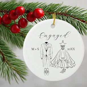 Elegante Hochzeitskleid-Hochzeitsanzug Schwarz-Wei Keramik Ornament