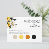 Elegante Hochzeitskleidung aus Weiß und Gelb Begleitkarte (Stehend Vorderseite)