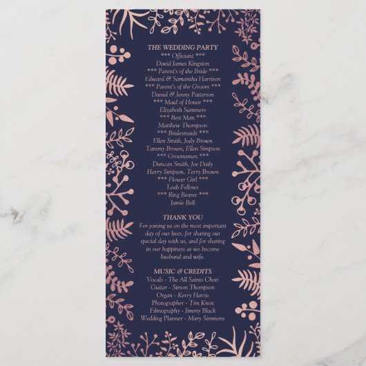 Elegante Hochzeitskollektion für Seestreitkräfte u Programm (Rückseite)