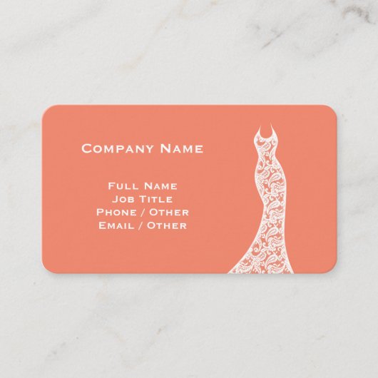 Elegante Hochzeitskoralle Visitenkarte (Vorderseite)