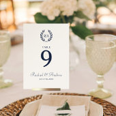 Elegante Hochzeitskranz Monogram Navy Cream Tischnummer