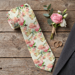 Elegante Hochzeitskrawatte mit Pfirsich-Rosa-Rosen Krawatte