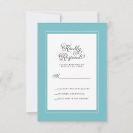 Elegante Hochzeitslandschaft Aqua and White RSVP Karte