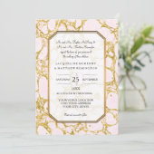 Elegante Hochzeitsmarmorpapier-Rose Gold Einladung (Stehend Vorderseite)