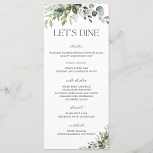 Elegante Hochzeitsmenükarte mit Grün Menükarte
