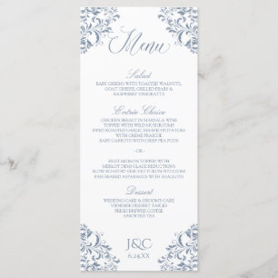 Elegante Hochzeitsmenüs Nadine (Staubblau - Grau Menükarte
