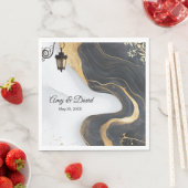 elegante Hochzeitsnapkins in Schwarz und Gold Serviette (Beispiel)