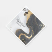 elegante Hochzeitsnapkins in Schwarz und Gold Serviette (Ecke)