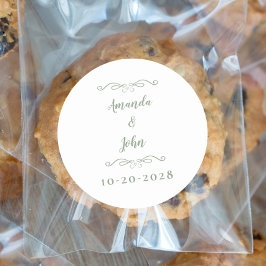 Elegante Hochzeitspaare heißen Sage Green White Runder Aufkleber