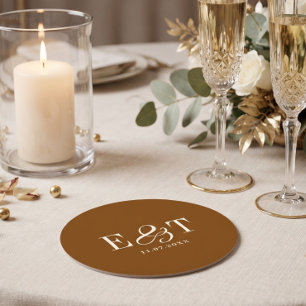 Elegante Hochzeitspaare Initialen aus Schokolade Runder Pappuntersetzer