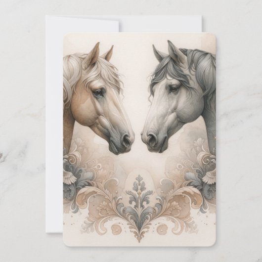 Elegante Hochzeitspferde Save the Date (Vorderseite)