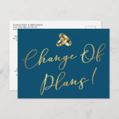 Elegante Hochzeitspläne für Marine und Gold Postkarte (Vorne/Hinten)