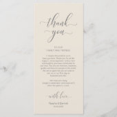 Elegante Hochzeitsplatteinstellung Dankeschön Kart Programm (Vorderseite)