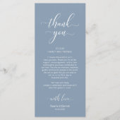 Elegante Hochzeitsplatteinstellung Dankeschön Kart Programm (Vorderseite)
