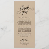 Elegante Hochzeitsplatz-Dankeskarten-Einstellung Programm (Vorderseite)