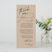 Elegante Hochzeitsplatz-Dankeskarten-Einstellung Programm (Stehend Vorderseite)