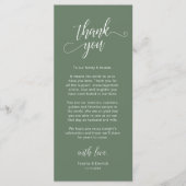 Elegante Hochzeitsplatz-Dankeskarten-Set Programm (Vorderseite)
