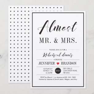 Elegante Hochzeitsprobe-Dinner-Karte mit typografi Einladung