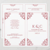Elegante Hochzeitsprogramme - Faltbuch - Rot (Vorne/Hinten)