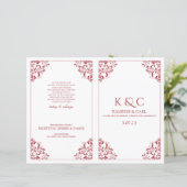 Elegante Hochzeitsprogramme - Faltbuch - Rot (Stehend Vorderseite)