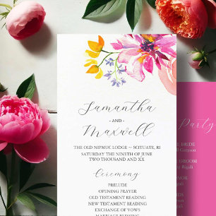 Elegante Hochzeitsprogramme Fuchsia Blume Programm