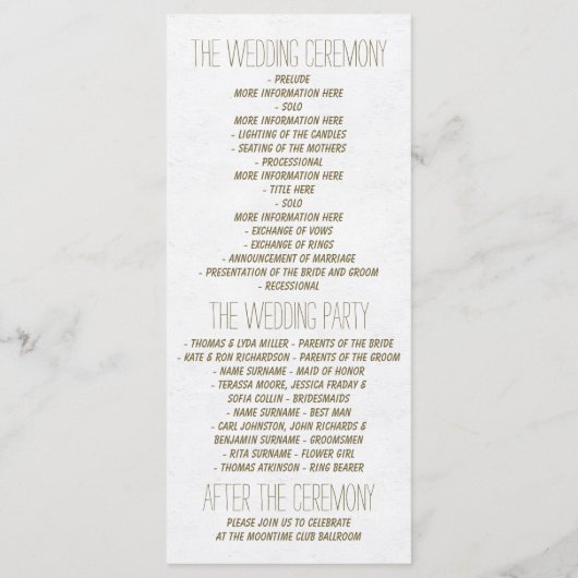 Elegante Hochzeitsprogramme für Hirsche Programm (Rückseite)