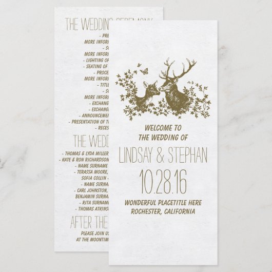 Elegante Hochzeitsprogramme für Hirsche Programm (Vorne/Hinten)