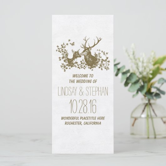 Elegante Hochzeitsprogramme für Hirsche Programm (Stehend Vorderseite)